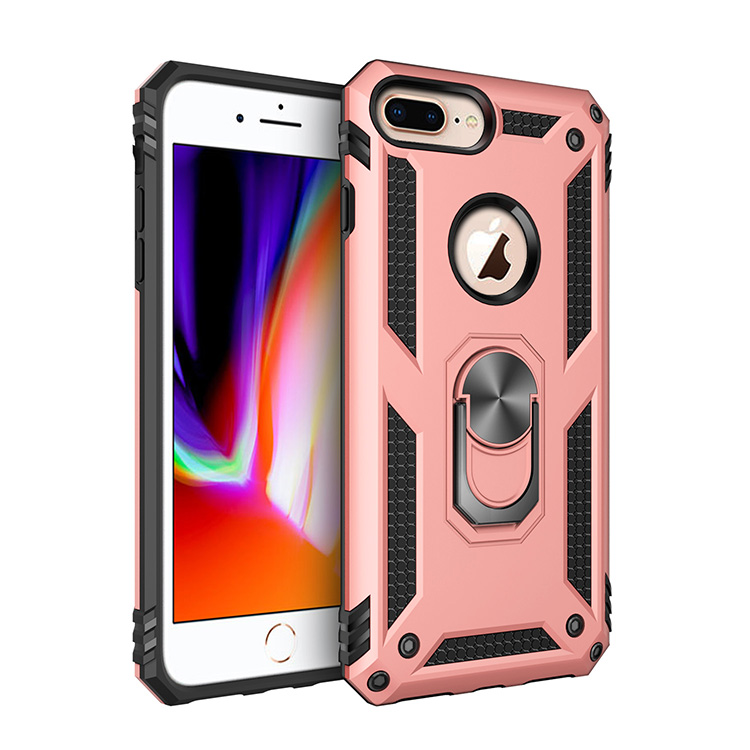 iPhone 8 Plus / 7 Plus Tech Armor RING Grip Case with Metal Plate (Rose Gold)